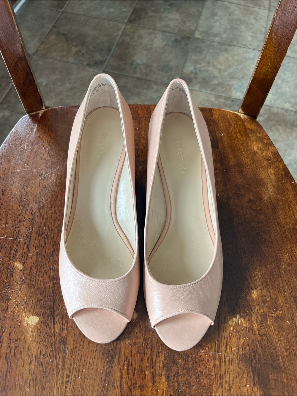 Nine West Blush Pink Peep-Toe Wedge Heels